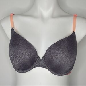 ✨3/$15 Victoria's Secret grey orange uplift semi demi lightly padded bra 36C